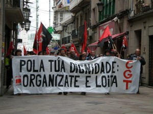 Imaxe da manifestación da CGT coruñesa no ano 2008